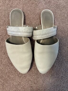 Cream Slip-On Women's Mules with Embroidered Strap (Tom’s, 7.5)